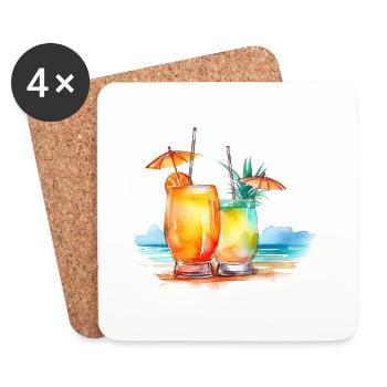 COCKTAIL SUR LA PLAGE - Dessous de verre (lot de 4) - blanc - Devant