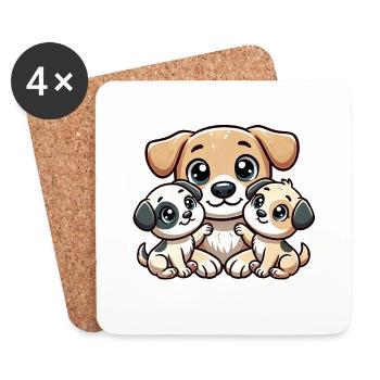 Loving Dog Parent With Two Cute Kids - Untersetzer (4er-Set) - Weiß - Vorne