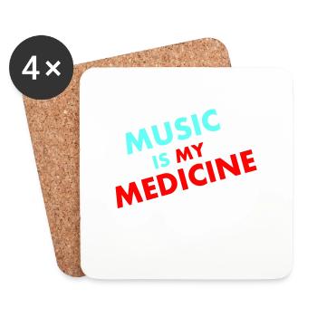 La musique est ma médecine Graffiti Spruch Musik Party - Dessous de verre (lot de 4) - blanc - Devant