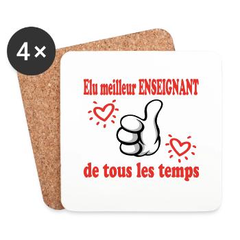 VOTED BEST TEACHER OF ALL TIME - Coasters (set of 4) - white - Front