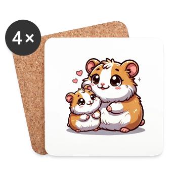 Loving Hamster Parent with Child - Untersetzer (4er-Set) - Weiß - Vorne