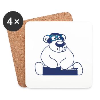 Funny DJ Polar Bear Mixer Cool Party Music Bear - Coasters (set of 4) - white - Front