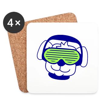 Cooler Süßer DJ Hund Haustier Welpe Party Musik - Untersetzer (4er-Set) - Weiß - Vorne