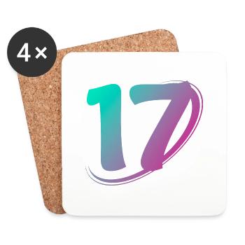 Nummer 17 mehrfarbig - Untersetzer (4er-Set) - Weiß - Vorne