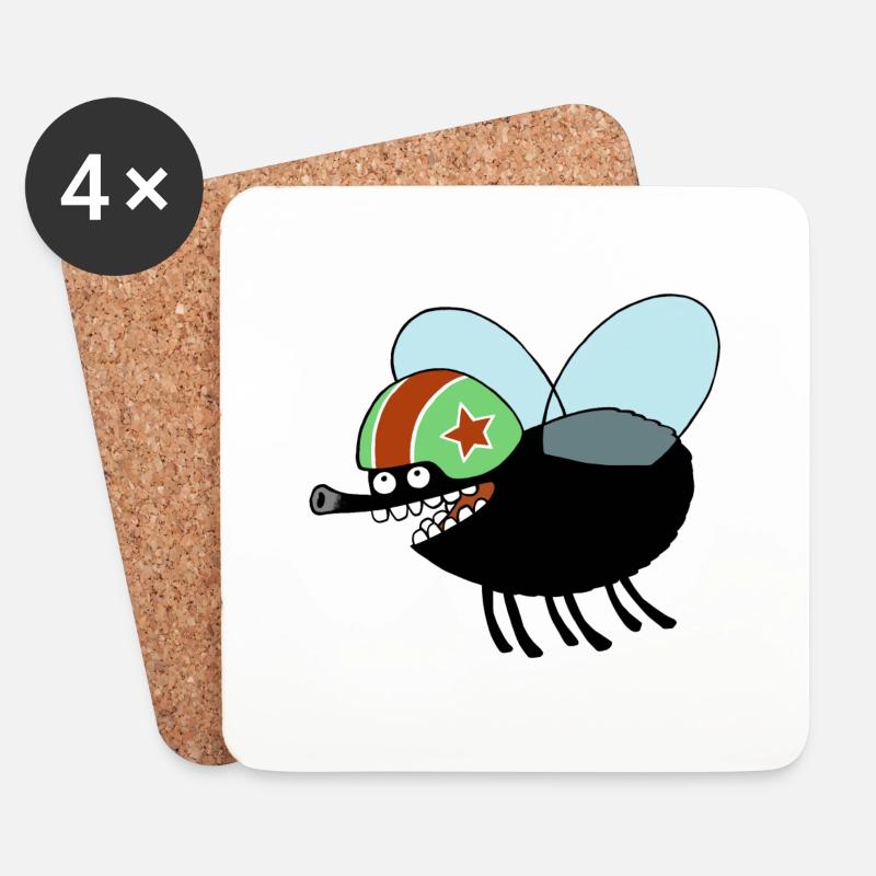 flying fly - Coasters (set of 4) - white