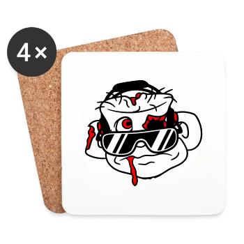 Sad DJ Zombie Horror Halloween Party Head - Coasters (set of 4) - white - Front