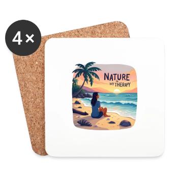 La nature est ma thérapie - Vacances à la mer - Dessous de verre (lot de 4) - blanc - Devant