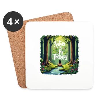 Nature is my Therapy - Meditation in the forest - Coasters (set of 4) - white - Front