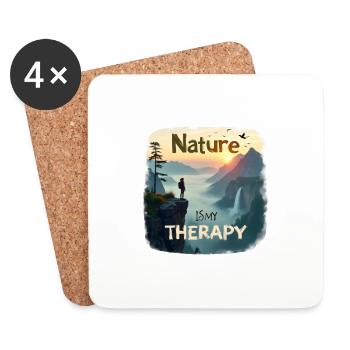 La nature est ma thérapie - Randonnée en montagne - Dessous de verre (lot de 4) - blanc - Devant