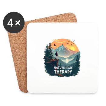 La nature est ma thérapie - Randonnée en montagne - Dessous de verre (lot de 4) - blanc - Devant