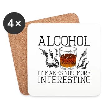 Alcohol, It Makes You More Interesting 2 - Coasters (set of 4) - white - Front