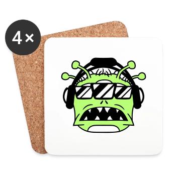 DJ Alien Alien Horreur Halloween Tête de fête - Dessous de verre (lot de 4) - blanc - Devant