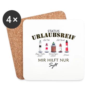 Sylt, état prêt pour les vacances, Mer du Nord allemande - Dessous de verre (lot de 4) - blanc - Devant