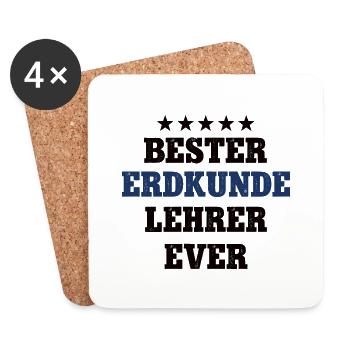 Bester Erdkunde Lehrer Geographie Erdkundelehrer - Untersetzer (4er-Set) - Weiß - Vorne