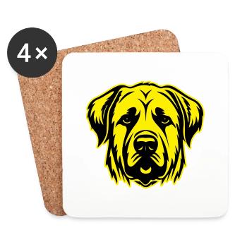 Portrait d’animal de chien Kangal - Dessous de verre (lot de 4) - blanc - Devant