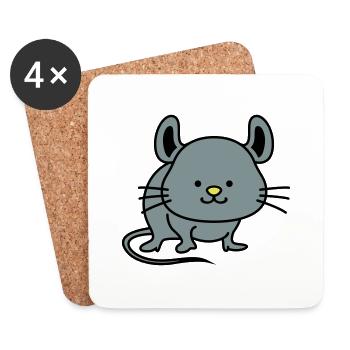 Souris Mignon - Dessous de verre (lot de 4) - blanc - Devant