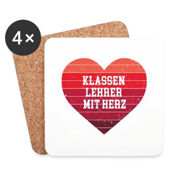 Klassenlehrer mit Herz Schullehrer Danke Lehrer - Untersetzer (4er-Set) - Weiß - Vorne