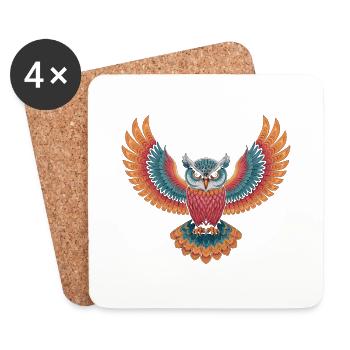 Hibou - Dessous de verre (lot de 4) - blanc - Devant