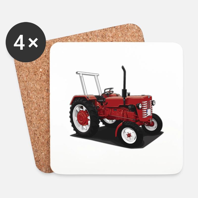 Classic Tractor // Bulldog // Illustration - Untersetzer (4er-Set) - Weiß