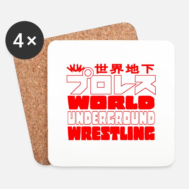 world underground wrestling - Untersetzer (4er-Set) - Weiß