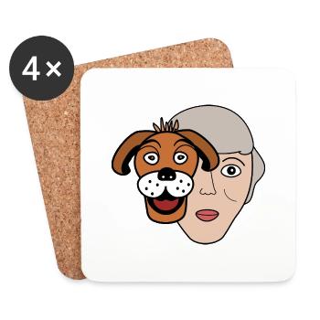 Dame Chien - Dessous de verre (lot de 4) - blanc - Devant