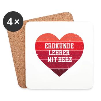 Erdkunde Lehrer mit Herz Geologe Geo Lehrkraft - Untersetzer (4er-Set) - Weiß - Vorne
