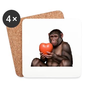 Affe mit einem Herz - Untersetzer (4er-Set) - Weiß - Vorne