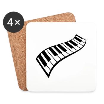 Piano Touches Instrument Jouant de la musique classique - Dessous de verre (lot de 4) - blanc - Devant