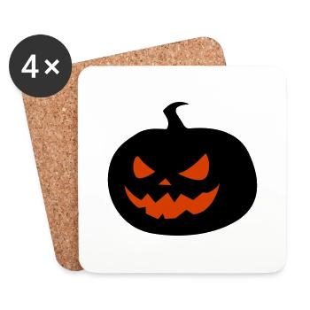 Citrouille effrayante Halloween - Dessous de verre (lot de 4) - blanc - Devant