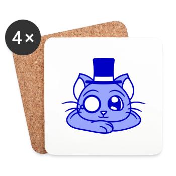 Sir Cat Gentleman Chapeau haut de forme Monocle Rich Gentleman - Dessous de verre (lot de 4) - blanc - Devant