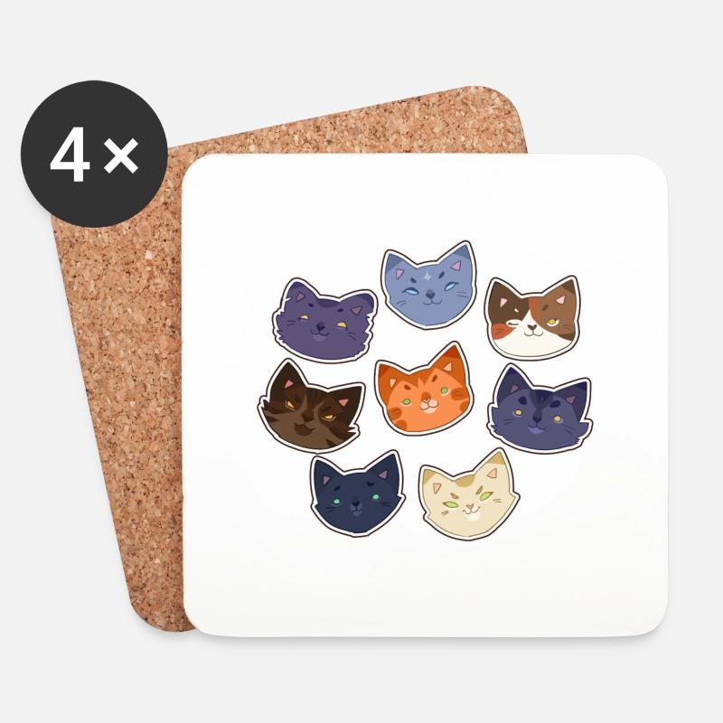 Warrior Cats Firestar Feuerstern Greystripe - Untersetzer (4er-Set) - Weiß