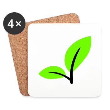 2 Vert Belles Feuilles Eco Printemps Eté Nature - Dessous de verre (lot de 4) - blanc - Devant