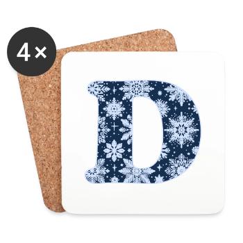 Buchstabe D Schneeflocken - Untersetzer (4er-Set) - Weiß - Vorne