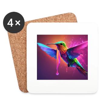 Vibrant Hummingbird in Flight - Coasters (set of 4) - white - Front