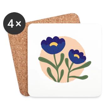 Blumen blau - Untersetzer (4er-Set) - Weiß - Vorne