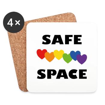 LGBTQ safe space rainbow hearts - Coasters (set of 4) - white - Front