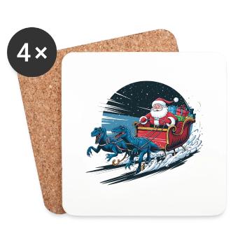 Santa Claus riding a sleigh - Coasters (set of 4) - white - Front