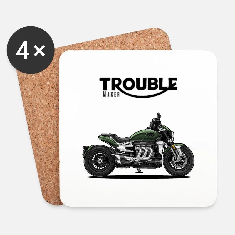 Cruiser // Custom // Motorcycle - Coasters (set of 4) - white