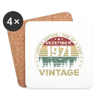 Vintage Retro Dezember 1971 Geburtstagsgeschenk - Untersetzer (4er-Set) - Weiß - Vorne