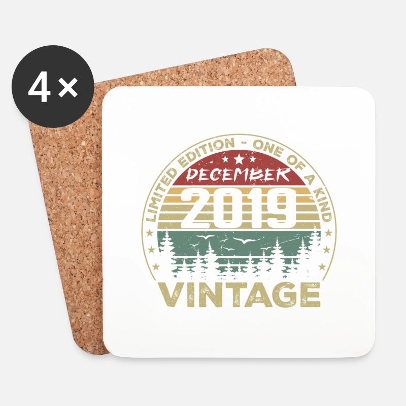 Dezember 2019 Retro Vintage Geburtstagsgeschenk - Untersetzer (4er-Set) - Weiß