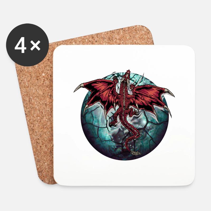 Planète Dragon Dragon - Dessous de verre (lot de 4) - blanc