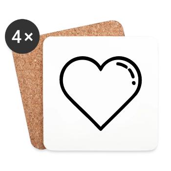 Cœur Amour Amour - Dessous de verre (lot de 4) - blanc - Devant