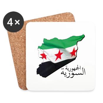 Drapeau de la Syrie sur la carte de la Syrie SY - Dessous de verre (lot de 4) - blanc - Devant