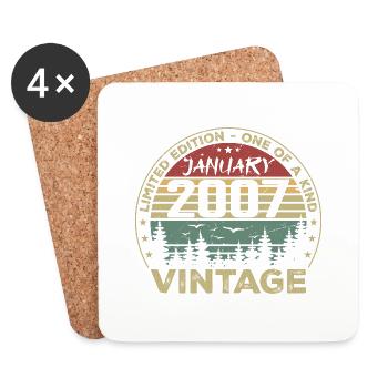 Vintage Janvier 2007 Anniversaire Janvier 2007 - Dessous de verre (lot de 4) - blanc - Devant