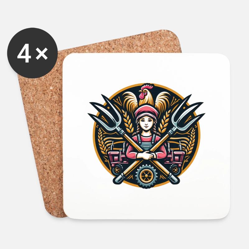 Mädchen vom Dorf Logo - Untersetzer (4er-Set) - Weiß