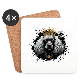 Chien Caniche Animal Couronne - Dessous de verre (lot de 4) - blanc - Devant