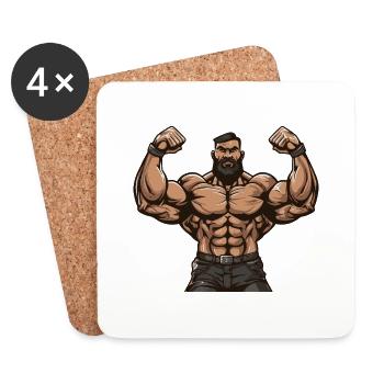 Bodybuilder Gym Muskeln - Untersetzer (4er-Set) - Weiß - Vorne