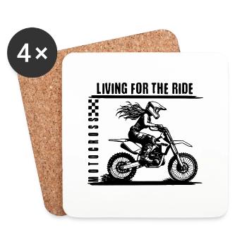 Cooles Motocross Design für Frauen | Motorrad - Untersetzer (4er-Set) - Weiß - Vorne