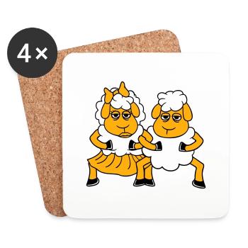 2 Schafe Pärchen Müde Gelangweilt Freunde Verliebt - Untersetzer (4er-Set) - Weiß - Vorne