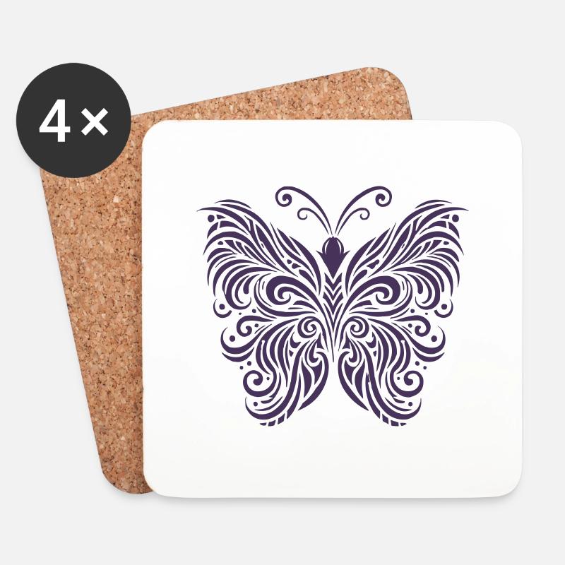 Schmetterling Butterfly - Untersetzer (4er-Set) - Weiß